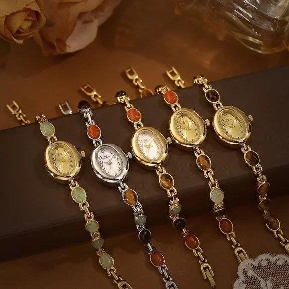 Luxury Gold Tone Women Watch Jewelry Bracelet Dainty Quartz Wrist Water-resistan